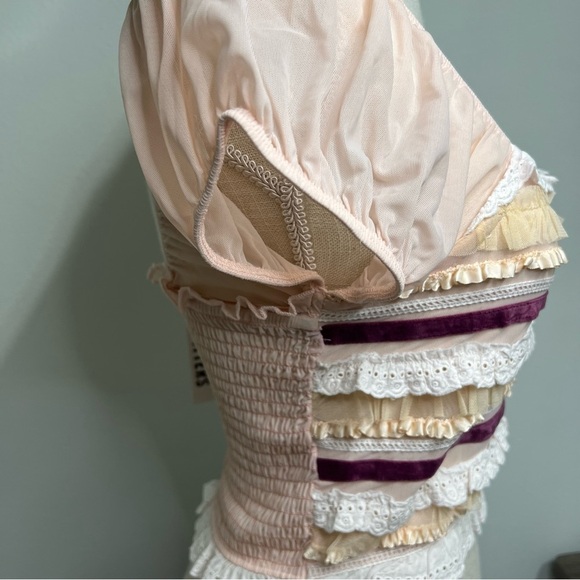 Urban Outfitters NWT Puff Sleeve Ruffle Crop Top Cottagecore Boho Romantic Sz S - Picture 4 of 6